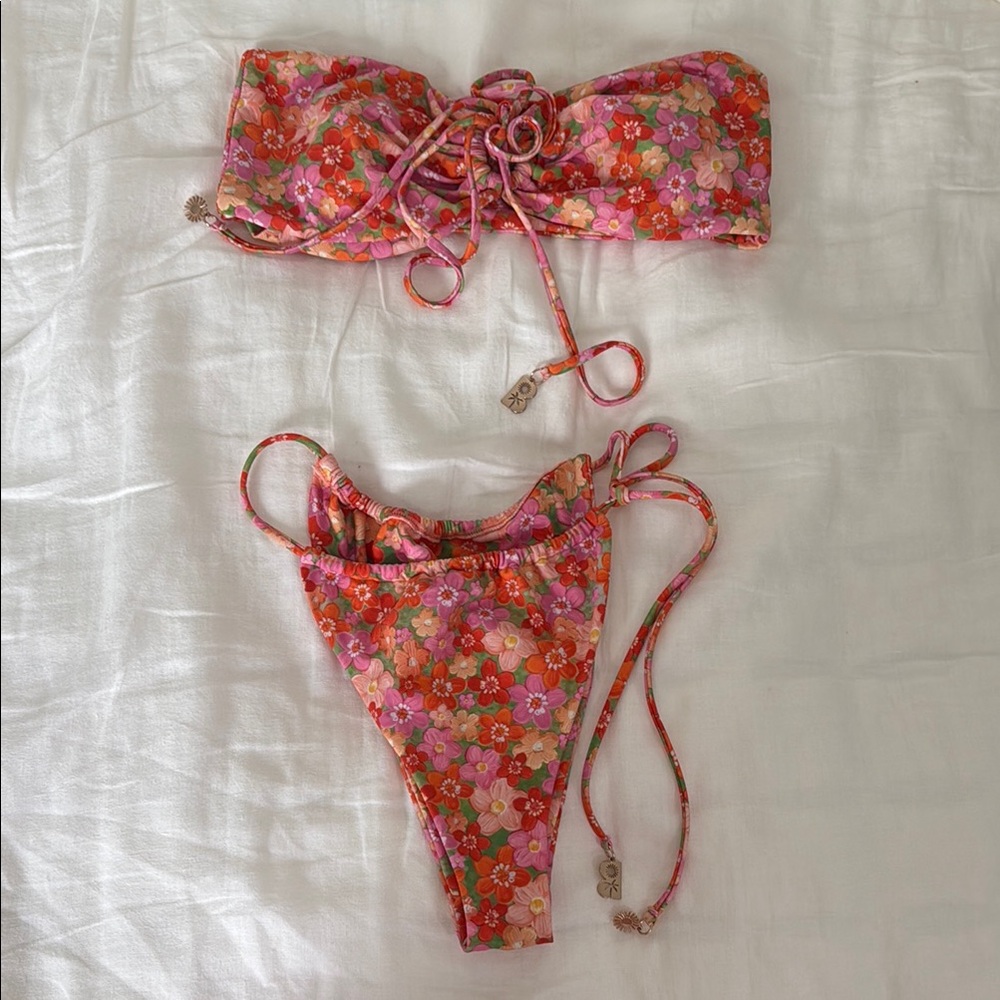 Floral Pink/Orange/Green Bikini Set